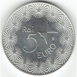 Реверс монеты Италия, 5 евро, 2004, 50 лет телевидению в Италии