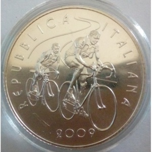 Аверс монеты Италия, 5 евро, 2009, 100 лет велогонке Джиро д’Италия