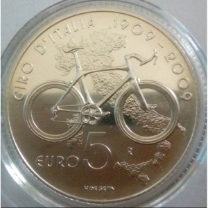 Реверс монеты Италия, 5 евро, 2009, 100 лет велогонке Джиро д’Италия