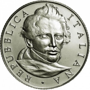 Аверс монеты Италия, 5 евро, 2013, 150 лет со дня смерти Джузеппе Джоакино Белли