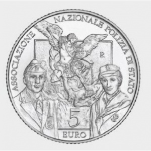 Реверс монеты Италия, 5 евро, 2018, 50 лет Ассоциации Национальной Полиции