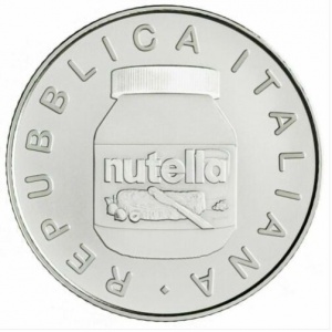Аверс монеты Италия, 5 евро, 2021, Паста Nutella /белая/