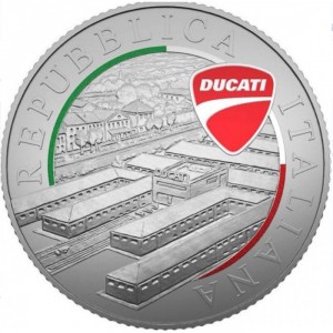 Аверс монеты Италия, 5 евро, 2024, Мотоцикл Ducati Cucciolo