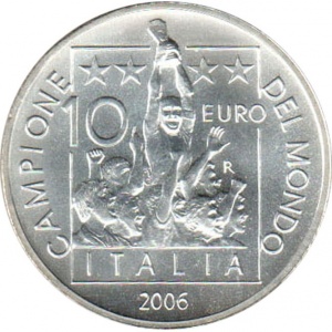 Реверс монеты Италия, 10 евро, 2006, Чемпионат мира по футболу 2006