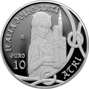 Реверс монеты Италия, 10 евро, 2014, Искусство Италии - Атри, Абруццо