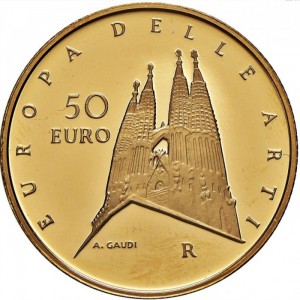 Реверс монеты Италия, 50 евро, 2009, Искусство в Европе - Испания