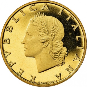 Аверс монеты Италия, 20 лир, 1957-2001