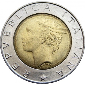 Аверс монеты Италия, 500 лир, 1999, 20 лет Европейскому парламенту