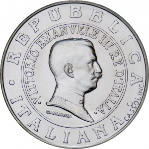 Аверс монеты Италия, 1 лира, 1999, История лиры - лира 1915 года