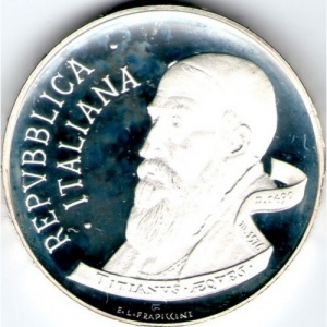 Аверс монеты Италия, 500 лир, 1990, 500 лет со дня рождения Тициана