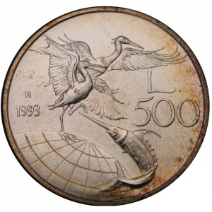 Реверс монеты Италия, 500 лир, 1993, Защита дикой природы
