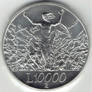 Реверс монеты Италия, 10.000 лир, 2000, Миллениум - Иисус