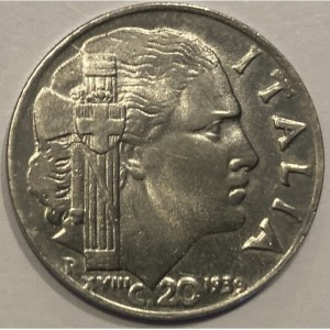 Реверс монеты Италия, 20 чентезимо, 1939