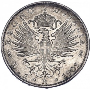 Реверс монеты Италия, 1 лира, 1901-1907