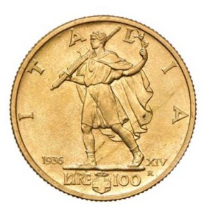 Реверс монеты Италия, 100 лир, 1936