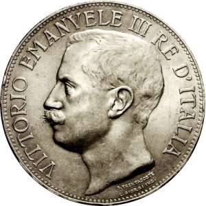Аверс монеты Италия, 5 лир, 1911, 50 лет Королевству