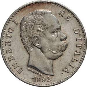 Аверс монеты Италия, 1 лира, 1883-1900