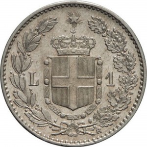 Реверс монеты Италия, 1 лира, 1883-1900