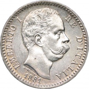 Аверс монеты Италия, 2 лиры, 1881-1899