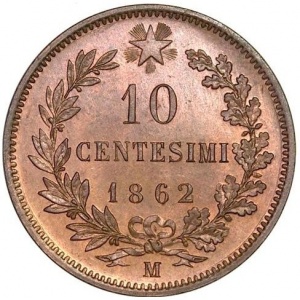 Реверс монеты Италия, 10 чентезимо, 1862-1867