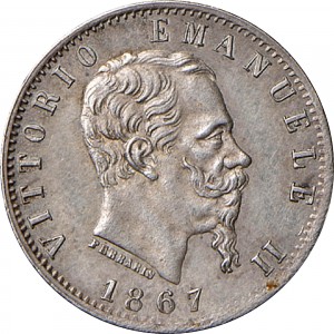 Аверс монеты Италия, 20 чентезимо, 1863-1867