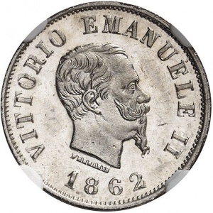 Аверс монеты Италия, 50 чентезимо, 1861-1862