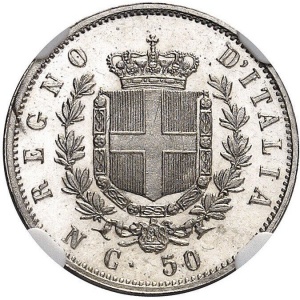 Реверс монеты Италия, 50 чентезимо, 1861-1862