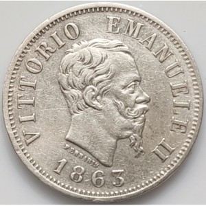 Аверс монеты Италия, 50 чентезимо, 1863-1867