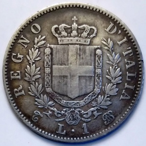 Реверс монеты Италия, 1 лира, 1861-1862