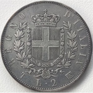 Реверс монеты Италия, 2 лиры, 1863