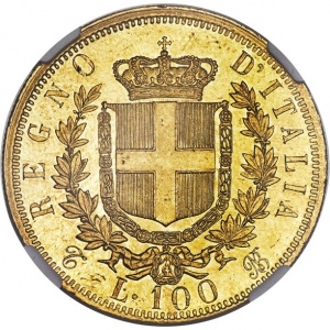 Реверс монеты Италия, 100 лир, 1864-1878