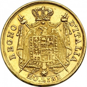 Аверс монеты Италия, 20 лир, 1808-1814