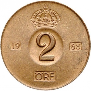 Реверс монеты Швеция, 2 эре, 1952-1971