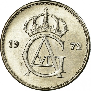 Аверс монеты Швеция, 10 эре, 1962-1973