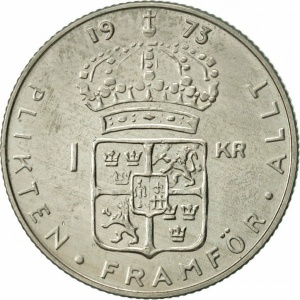 Реверс монеты Швеция, 1 крона, 1968-1973