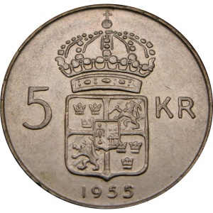 Реверс монеты Швеция, 5 крон, 1954-1971