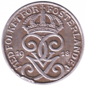 Аверс монеты Швеция, 1 эре, 1917-1919