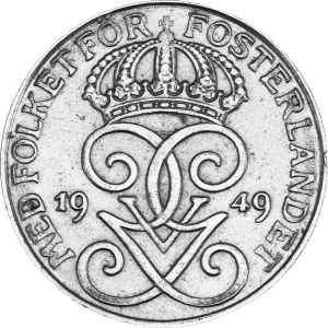Аверс монеты Швеция, 1 эре, 1942-1950