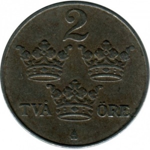 Реверс монеты Швеция, 2 эре, 1917-1919