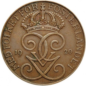 Аверс монеты Швеция, 5 эре, 1909-1950