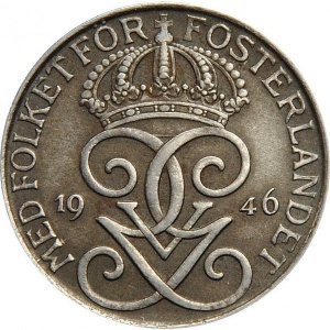 Аверс монеты Швеция, 5 эре, 1942-1950