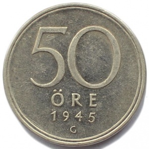 Реверс монеты Швеция, 50 эре, 1943-1950