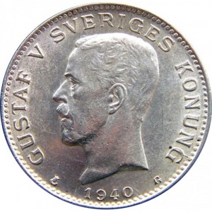 Аверс монеты Швеция, 1 крона, 1910-1942