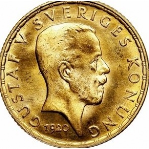 Аверс монеты Швеция, 5 крон, 1920