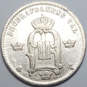 Аверс монеты Швеция, 10 эре, 1874-1876
