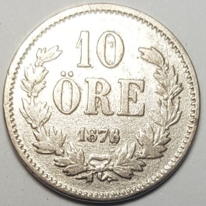Реверс монеты Швеция, 10 эре, 1874-1876