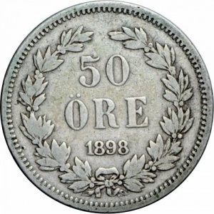Реверс монеты Швеция, 50 эре, 1875-1899