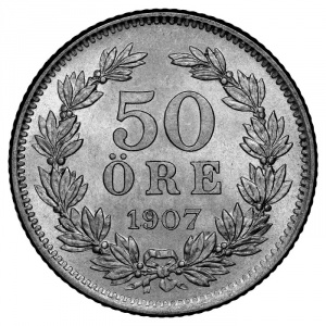 Реверс монеты Швеция, 50 эре, 1906-1907