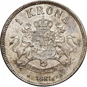 Реверс монеты Швеция, 1 крона, 1877-1889