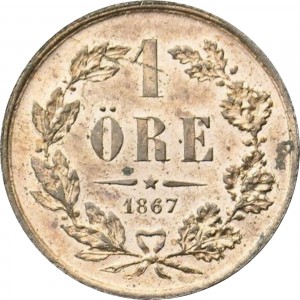 Реверс монеты Швеция, 1 эре, 1860-1872